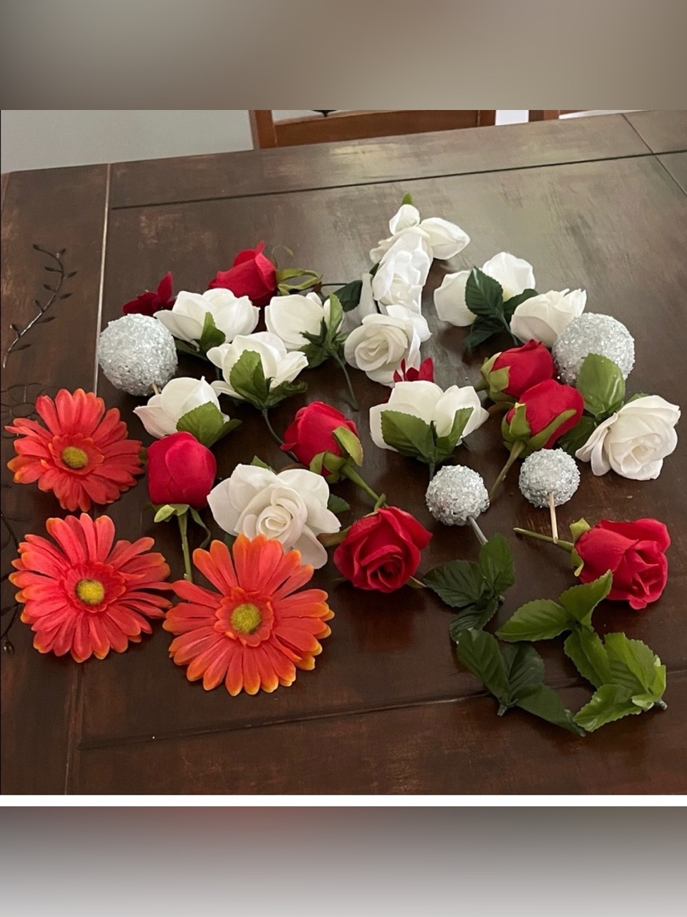 Artificial Red, White & Orange Floral Picks - Home Accents